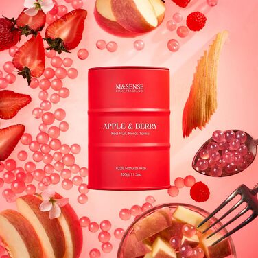 Ароматичні свічки M&SENSE з натурального соєвого воску, натуральна соєва свічка для домашнього декору, тривалий час горіння до 70 годин, класні подарунки-свічки для чоловіків і жінок (320 г, яблуко-ягідний)
