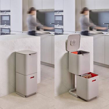 Контейнер для сміття подвійний 40 л білий Totem Compact Joseph Joseph