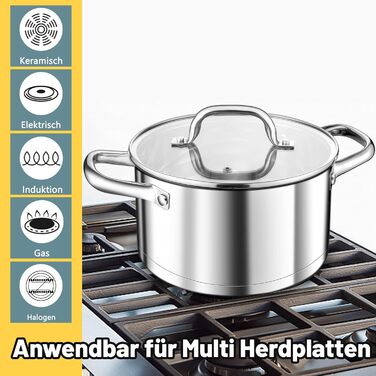 Каструля 7,6 л з нержавіючої сталі зі скляною кришкою 26 см TEAMFAR