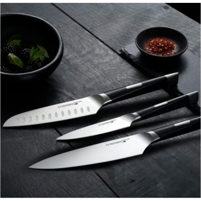 Кухонный нож Острый нож для мяса профессионально выкованный из импортной высокоуглеродистой нержавеющей стали с красивым магнитным держателем для ножей - метеорит (нож шеф-повара 7 дюймов), 7 Santoku Knife