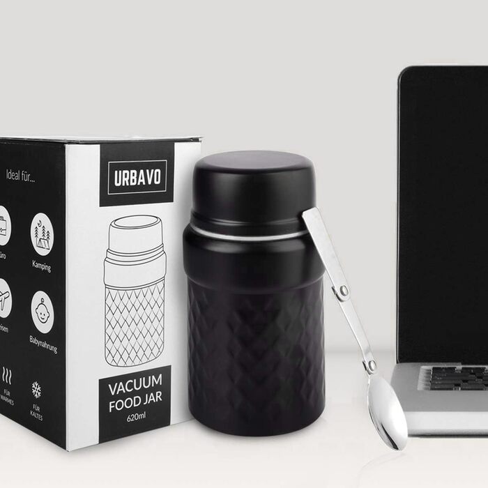 Термоконтейнер 500 мл чорний/білий Urbavo