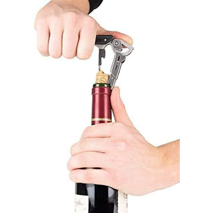 Штопор Peugeot з різаком для капсул, відкривачкою для пляшок і кріпильним кільцем, клавелін, нержавіюча сталь / ABS, 14 см, 200428