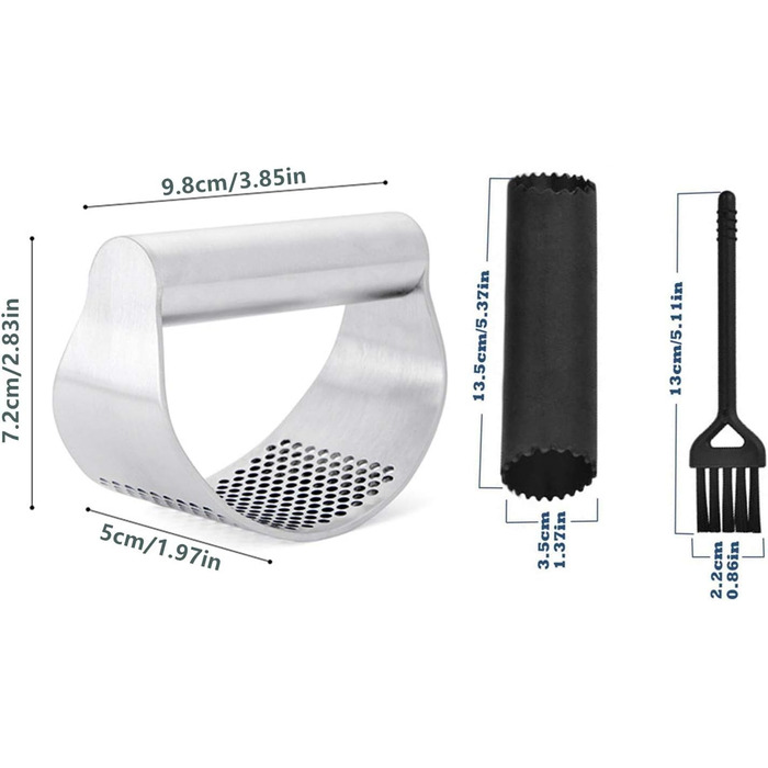 Часниковий прес з нержавіючої сталі 9,8 x 7,2 см TOPWAYS