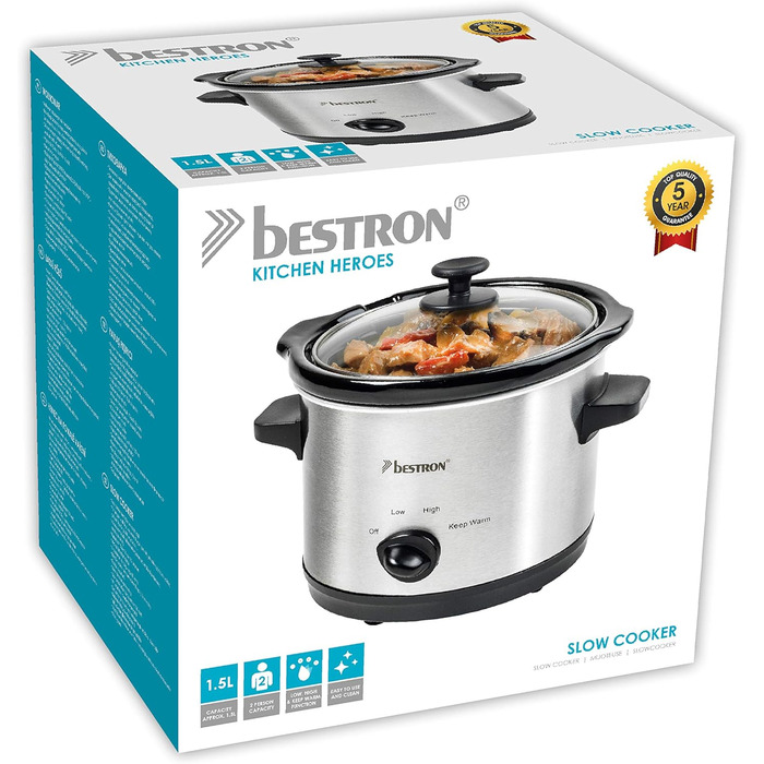 Мультиварка с керамической сковородой и стеклянной крышкой, 1,5 литра Bestron