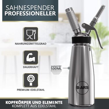 Диспенсер для вершків з нержавіючої сталі 500 мл B-ARS