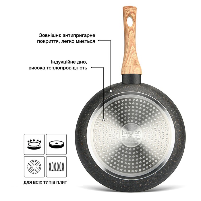 Сковорода для жарки Fissman COSMIC BLACK 28x5,4 см (4343)