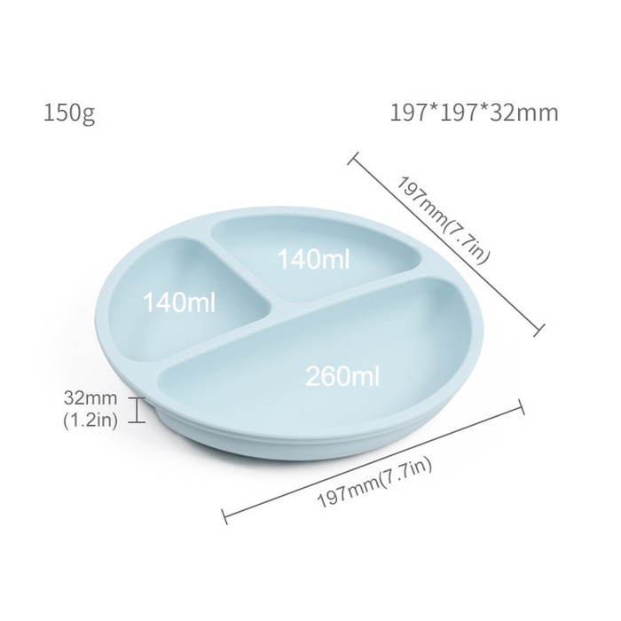 Набір дитячого посуду із силікону 9 предметів, сірий Hoidokly