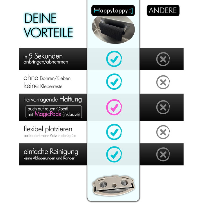 Тримач для кухонного рушника 20 см чорний snagger