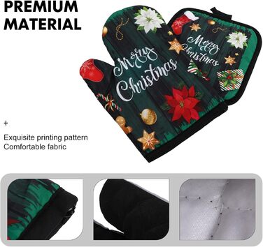 Різдвяний набір з 2 прихваток та 2 рукавичок для духовки, 4 предмети, зелений Cabilock