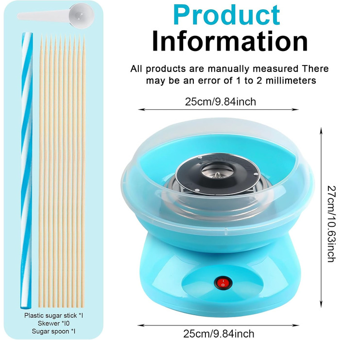 Машина для цукрової вати, синього кольору Sporgo