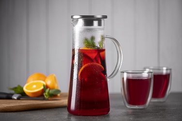 Кувшин ARDESTO с крышкой, 1400 мл, боросиликатное стекло, нержавеющая сталь