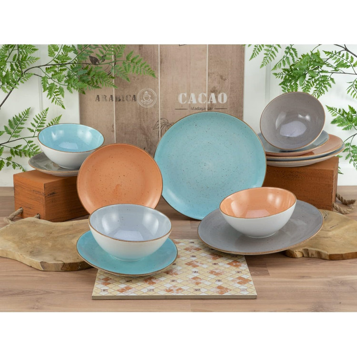 Набір посуду на 4 персони, 16 предметів, різнокольоровий Vintage Nature Creatable