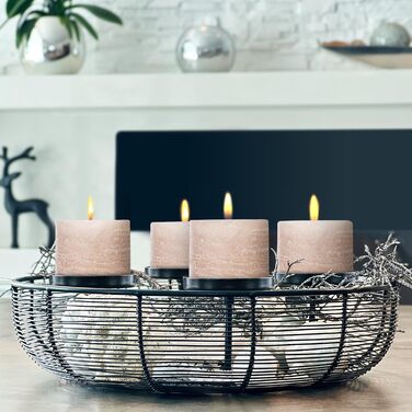 Набір із 4 свічок-стійок Brandsseller 7 x 10 см фарбовані та виготовлені з парафіну сільські свічки з тривалим часом горіння декоративні свічки для прикраси столу, Різдва та вечірок (7 x 7,5 см набір із 4 шт. , сіро-коричневого кольору)