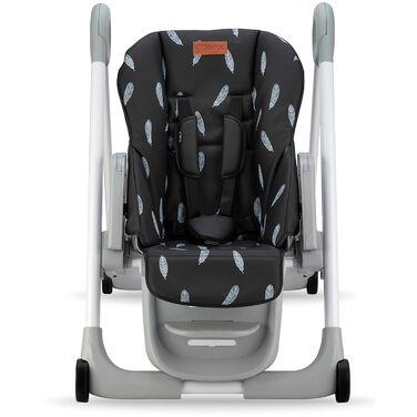 Дитячий стільчик для годування з 4 колесами та функцією гальма від 6 місяців чорний Momi