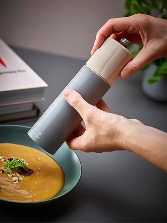 Млин для перцю Boreal, 21 см, класична обстановка, виготовлений з деревини бука, сертифікований PEFC, французьке виробництво, колір кам'яний сірий камінь сірий млин для перцю