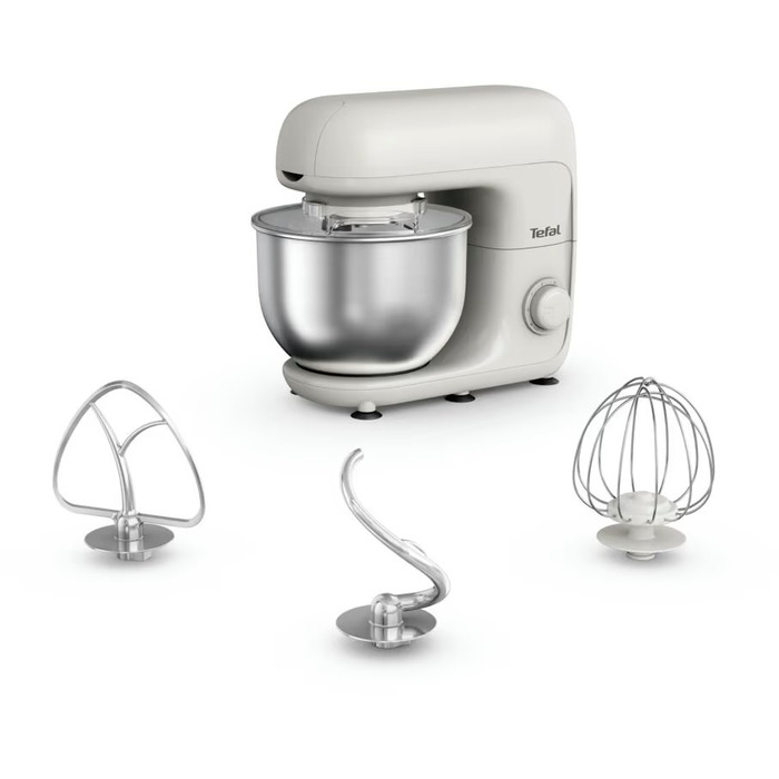 Tefal Міксер планетарний Bake Essential 800Вт, насадки-3, чаша-нерж., метал, 4.8л, білий