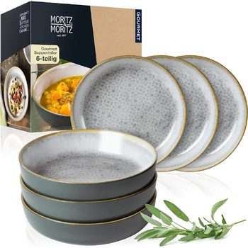 Набір супових тарілок із 6 предметів сіра 700 мл кожна - Ø 19 x 4,5 см Moritz & Moritz