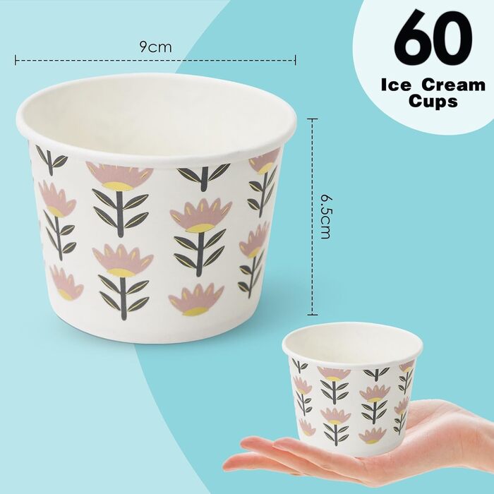 Набір паперові стаканчики для морозива 60 шт. 200 мл HNH