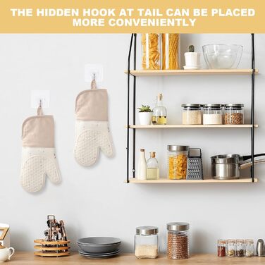 Рукавицы для духовки с подставкой под горячее и крючками, набор 5 предметов, бежевые AUAUY