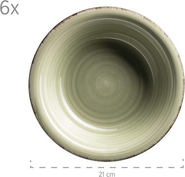 Набір вінтажного посуду з 30 предметів на 6 осіб, керамічний комбінований сервіз з ручним розписом, керамограніт, (зелений)