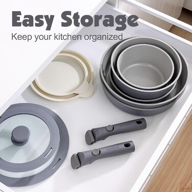 Набір кухонного посуду, 17 предметів, сірий Sensarte