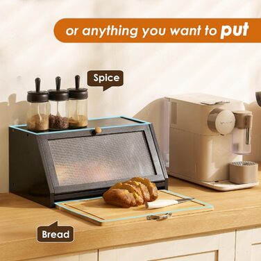 Хлібниця з обробною дошкою чорний YOUDENOVA