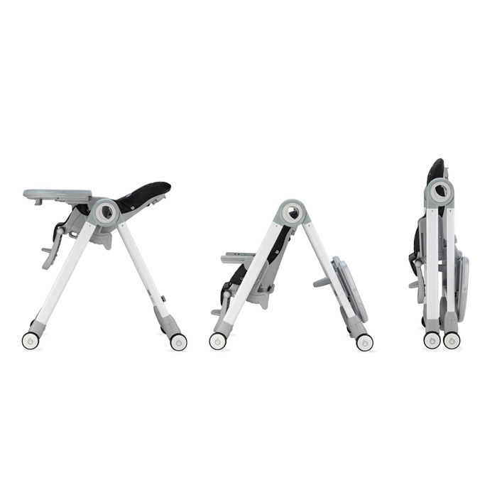 Дитячий стільчик для годування з 4 колесами та функцією гальма від 6 місяців чорний Momi