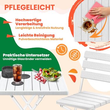 Складаний стіл та стільчики для кемпінгу білий KESSER