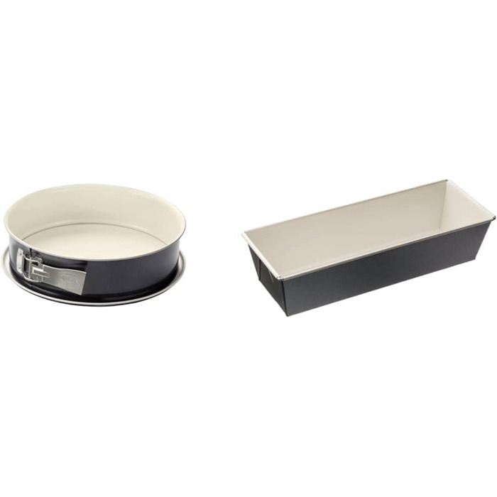 Противень Ø 28 см BACK-TREND, форма для выпечки с плоским дном, круглая форма для выпечки из стали с антипригарным покрытием, армированным керамикой (цвет крем/антрацит), количество (комплект с формой для выпечки, 30 см)