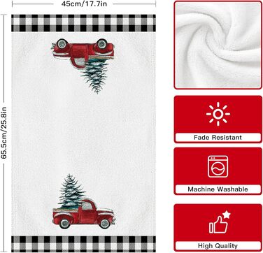 Набір з 2 різдвяних кухонних рушників 45 x 65 см, набір J Автомобіль Ohok