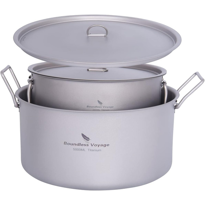 Титанова каструля великої місткості 2 л і 5 л iBasingo