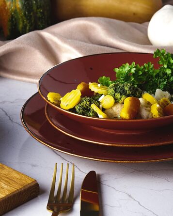 Набор посуды konsimo Combi на 6 персон Набор тарелок ALUMINA Modern 18 предметов Столовый сервиз - Сервиз и наборы посуды - Комбинированный сервиз на 6 персон - Сервиз для семьи - Посуда красочная Столовая посуда (Коттедж Марсала)