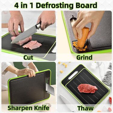 Доска для размораживания и нарезки 31 x 21 см, черный/зеленый UptVin