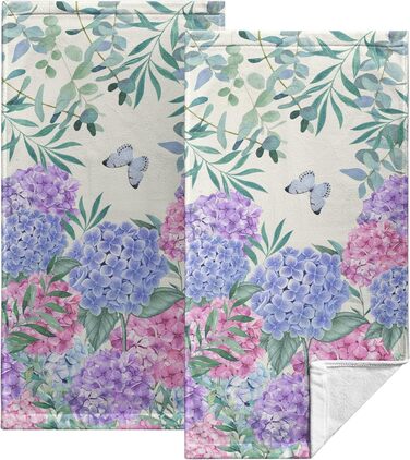 Різдвяні кухонні рушники Kwlegh, рушник для рук, різдвяна ялинка, цукерка-тростина, сніжинка, рушник для пальців, набір з 2 шт. , милий чоловічий банний рушник, високопоглинаючі рушники, 36 x (гортензія-метелик)