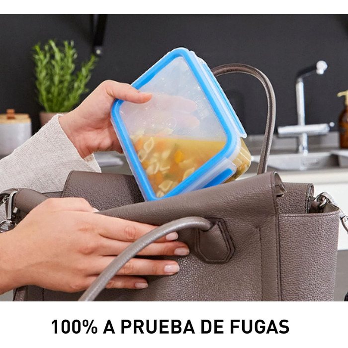 Набір контейнерів для зберігання продуктів EMSA Clip & Close, прямокутні, 5 x 0,8 л, коробки для зберігання, 100 герметичні, придатні для миття в посудомийній машині, морозильної камери та мікрохвильової печі, прозорі, сині, зроблено в Німеччині, N10307 (