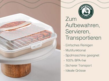 Коробка для транспортування торта з кришкою, капюшоном і ручкою. Коробка для зберігання, контейнер для торта, тарілка для торта, контейнер для торта, коробка для торта, тарілка для торта, начинка для торта, дзвіночок для торта - (темно-зелений, квадратний