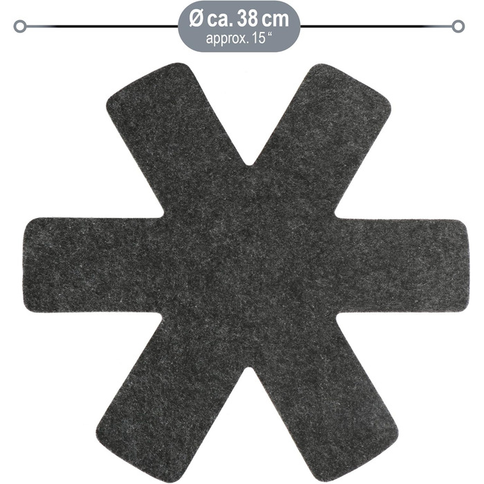 Набір з 6 фетрових підставок під гаряче 38 см, чорний Com-Four