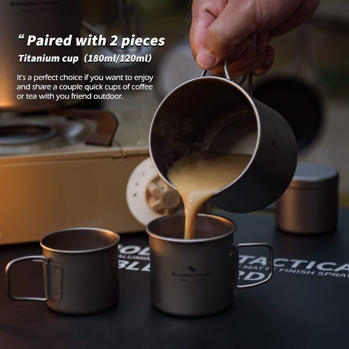 Титановий чайник для кемпінгу 500 мл iBasingo