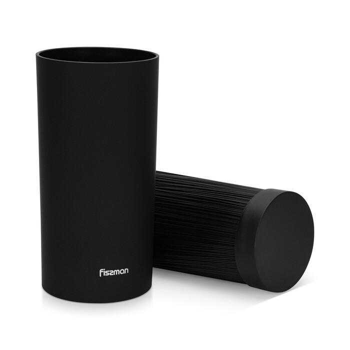 Підставка Fissman для кухонних ножів та ножиць 11x22 см кругла, колір ЧОРНИЙ пластик (12879)