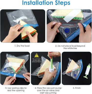 Набір з 15 вакуумних пакетів для продуктів з насосом 21,7 х 20,9/21,7 х 28/ 25,8 х 33,7 см Vachelper