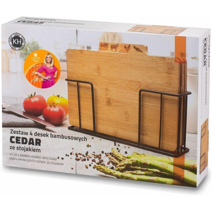 Набір із 4 дошок розділювальних з кедровою підставкою Tadar
