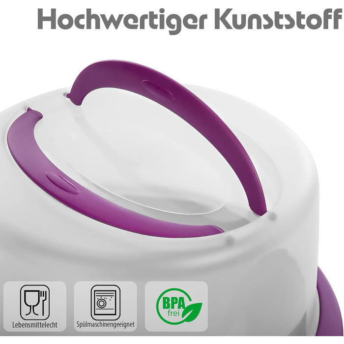 Контейнер для тортов переносной ‎38 x 33 x 15,5 см, фиолетовый BigDean