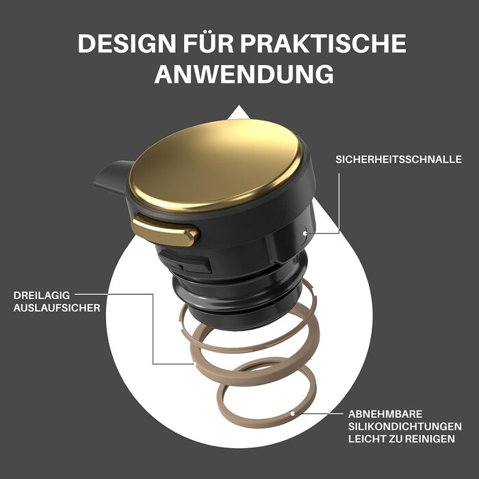Термос-кавник 2 л, чорний/золотистий Ideus