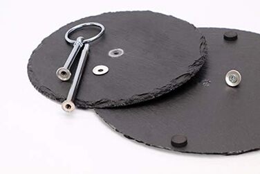 Ярусная подставка для торта, сланцевые плиты, Ø 30 см, Ø 25 см, Ø 20 см, H34 см, древесина акации (28 x 35 x см), 3-