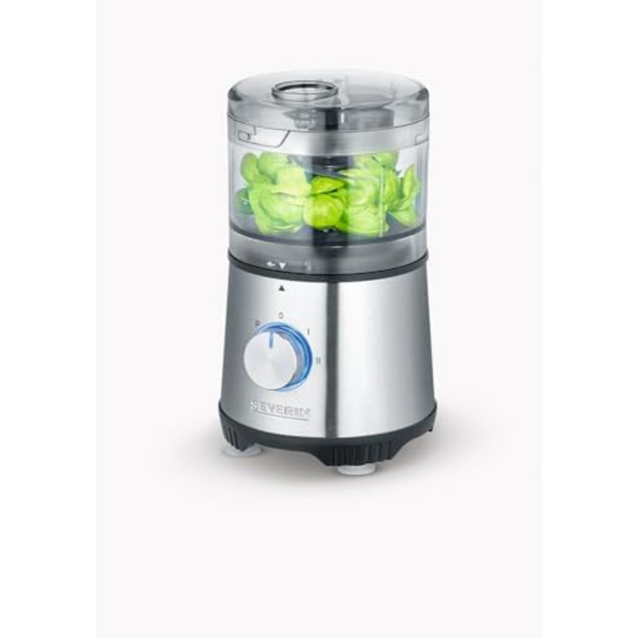 Компактний мультиподрібнювач SEVERIN, універсальний подрібнювач для грубого та дрібного подрібнення, кухонний комбайн з широким набором аксесуарів, матова нержавіюча сталь / чорний, KM 3865