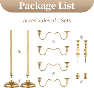Золотий свічник-підсвічник для конічних свічок - вінтажний металевий свічник-підставка для свічок для весільного столу, прикраса вітальні, обіднього столу, журнального столика, бічного столика, різдвяного столика (2, золото-71 см), 88