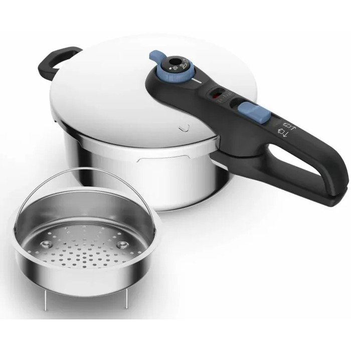 Tefal Скороварка Secure Trendy, 4л, с паровой корзиной, нержавеющая сталь, пластик