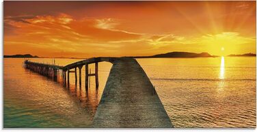Настінний декор скляні картини настінна картина скляна картина цільна 40x40 см квадрат пляж море сонце карибський басейн природа пейзаж узбережжя схід сонця морський S7LE (Пірс, 60Д x 30Ш см)
