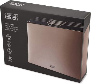 Набір обробних дощок, 4 предмети в корпусі, золотисто-рожевий Folio Steel Joseph Joseph
