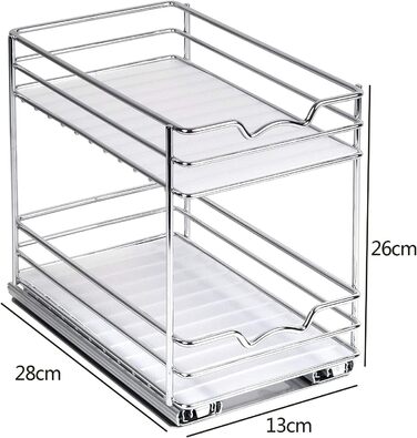 Висувна стійка для спецій дворівнева 28 x 13 x 26 см, срібляста Shunfaji